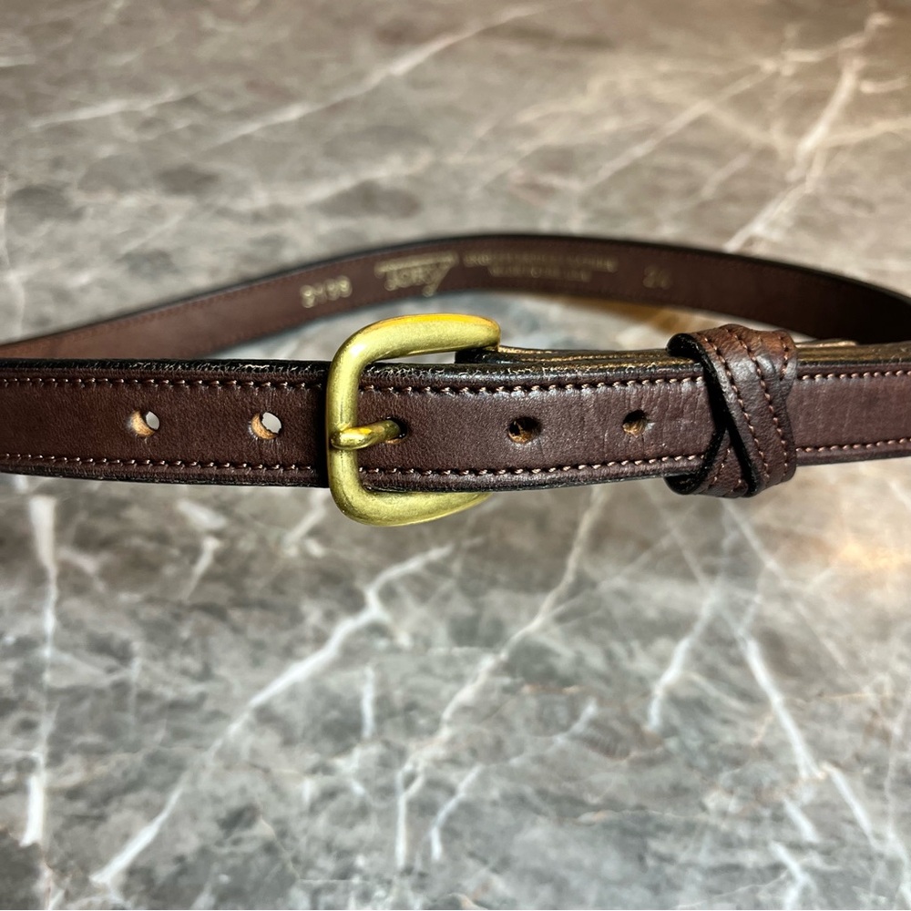 Tory Dark Brown Leather Belt English Bridle Leather Made in USA